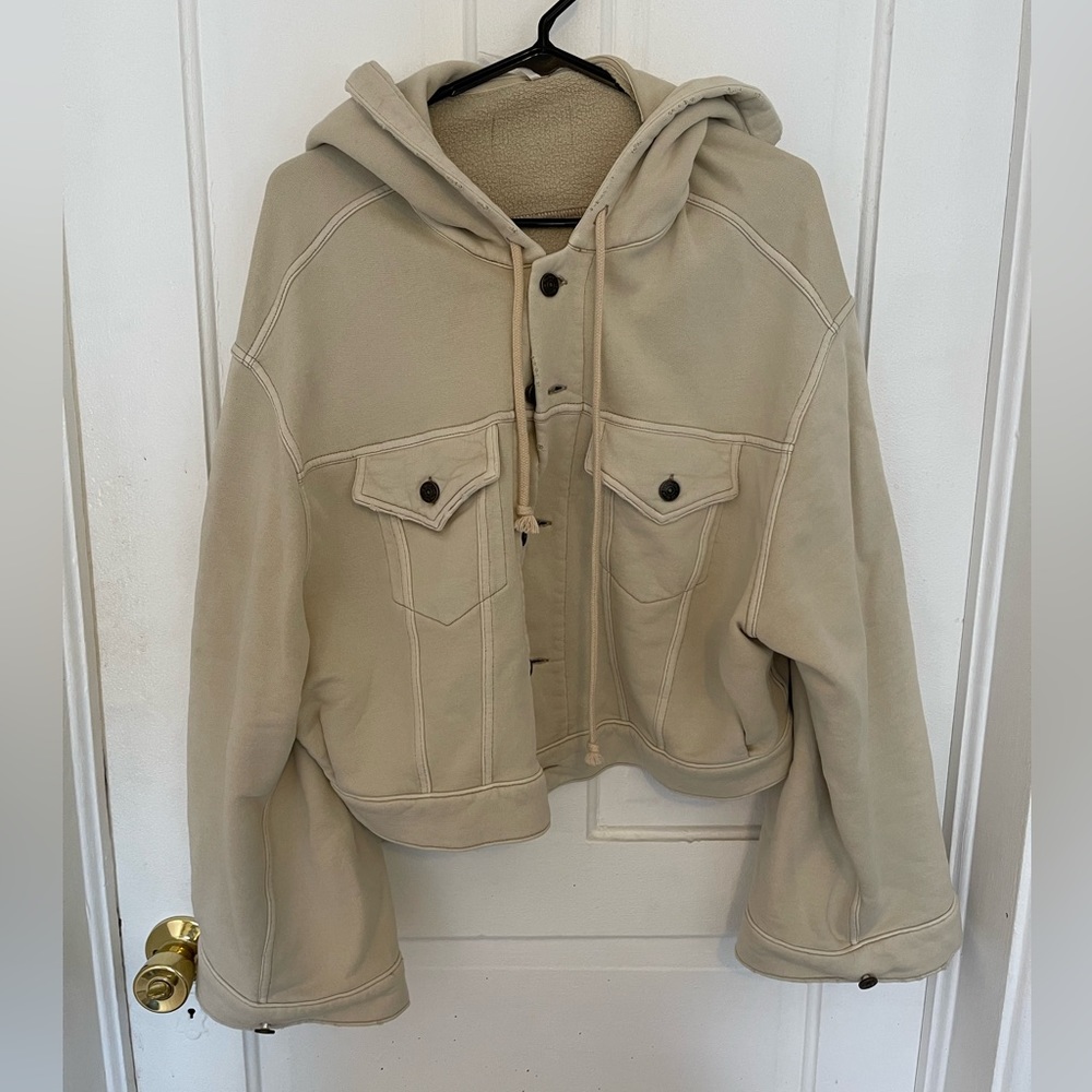 Free people large sleeve cropped sweater